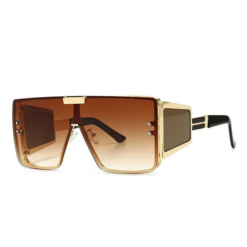 46588 Oversized One Lens Goggle Sunglasses Retro Men Women Fashion Shades UV400 Vintage Glasses - KIMLUD