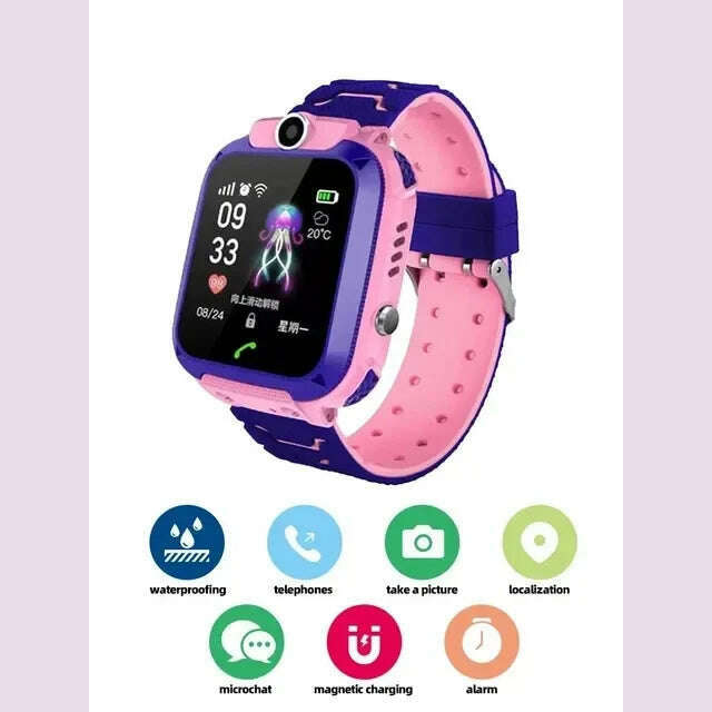 KIMLUD, 4G SIM Card Anti-lost Kids Smartwatch Boys and Girls Smart Watch Waterproof Positioning GPS Tracker Clock Phone Call for Kids, Pink, KIMLUD APPAREL - Womens Clothes