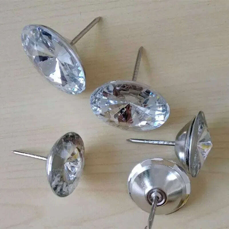 KIMLUD, 50pcs/lot 18-30mm Acrylic Rhineston Crystal Buttons Upholstery Nail Stud Sofa Bed Headboard Decor Furniture Nails Free Shipping, KIMLUD Womens Clothes