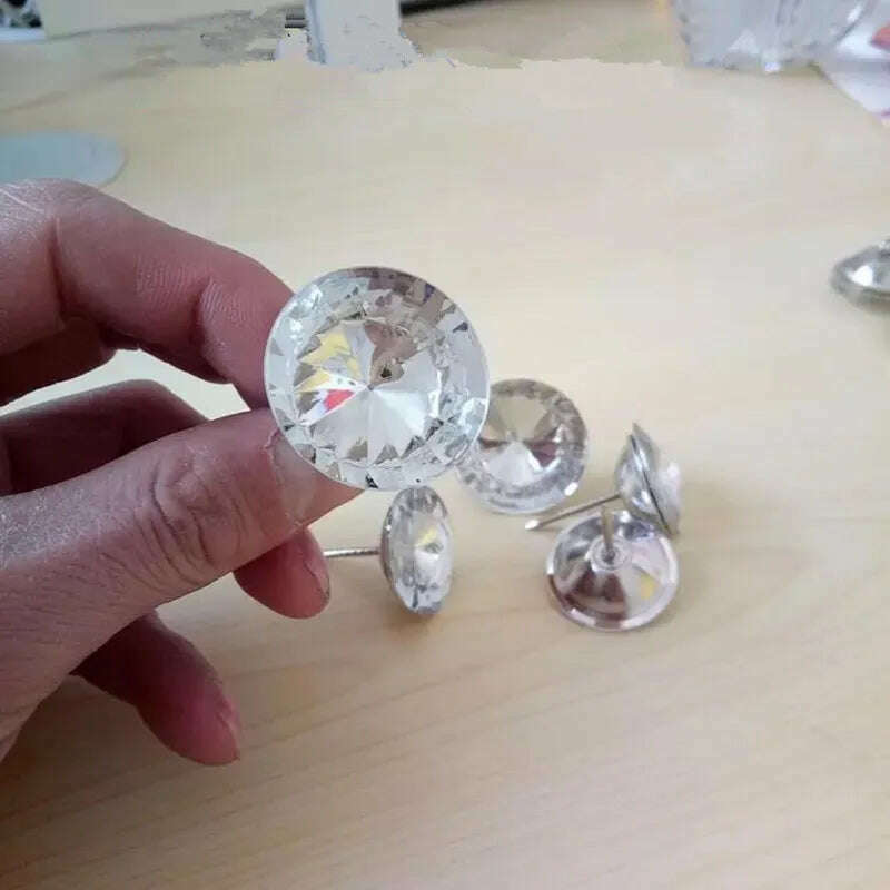 KIMLUD, 50pcs/lot 18-30mm Acrylic Rhineston Crystal Buttons Upholstery Nail Stud Sofa Bed Headboard Decor Furniture Nails Free Shipping, Clear Crystal / 18mm 50pcs, KIMLUD APPAREL - Womens Clothes