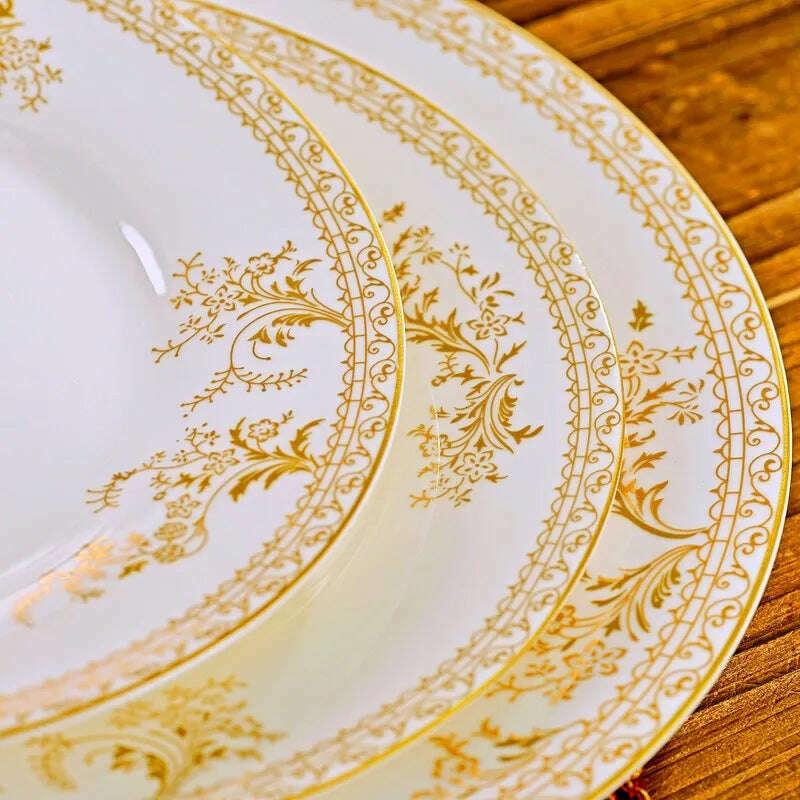 KIMLUD, 56PCS Dinnerware Set Dishes Bone China Combination Tableware Dishes Plates Ceramic Dinner Service Set, KIMLUD Womens Clothes