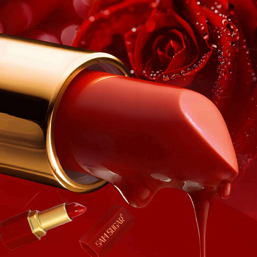 6 Colors Gold Bar Tube Lipstick Matte Texture Pearlescent Glitter Velvet Lipstick Valentine's Day Gift 6PCS - KIMLUD