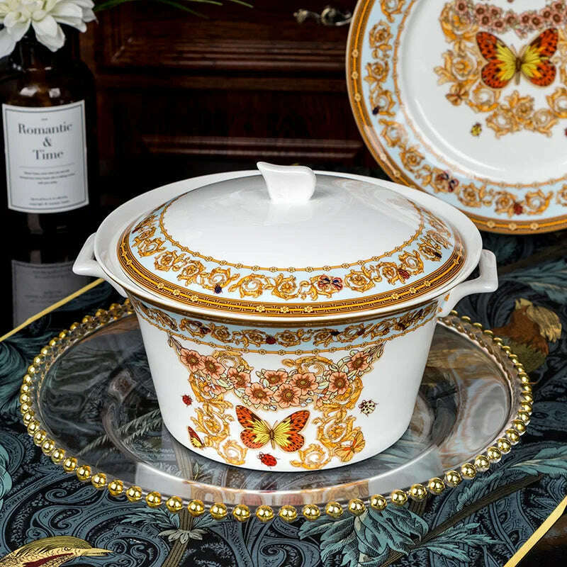 KIMLUD, 60 pieces British Dinnerware Sets Top-grade Bone China Tableware Sets Bowl Spoon Dinner Plate Set Kitchen Utensils Cutlery Set, KIMLUD Womens Clothes