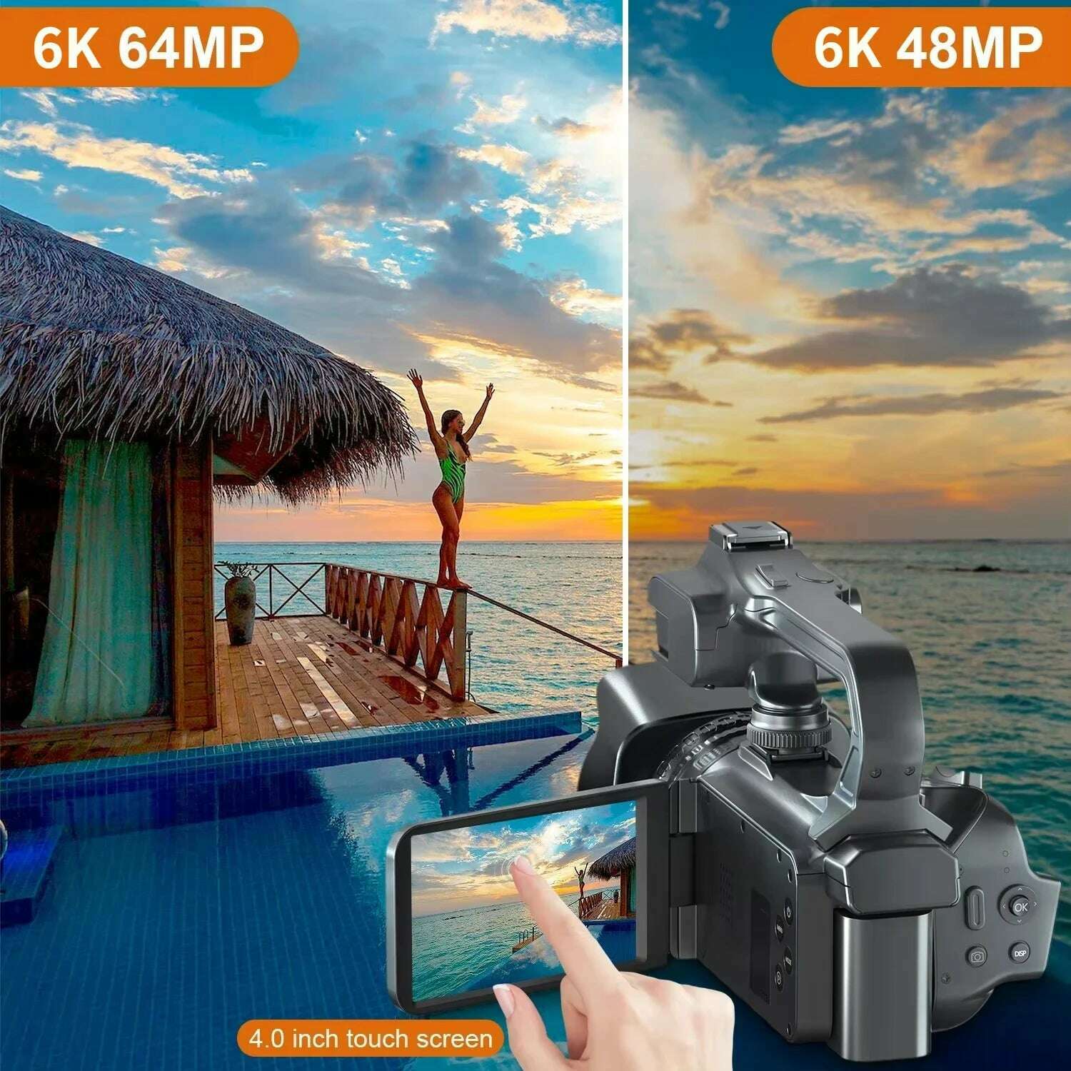 KIMLUD, 6K Professional Video Cameras for Photography 64MP Ultra HD 18X Digital Zoom Camcorders YouTube Live Streaming Vlogging Recorder, KIMLUD Womens Clothes
