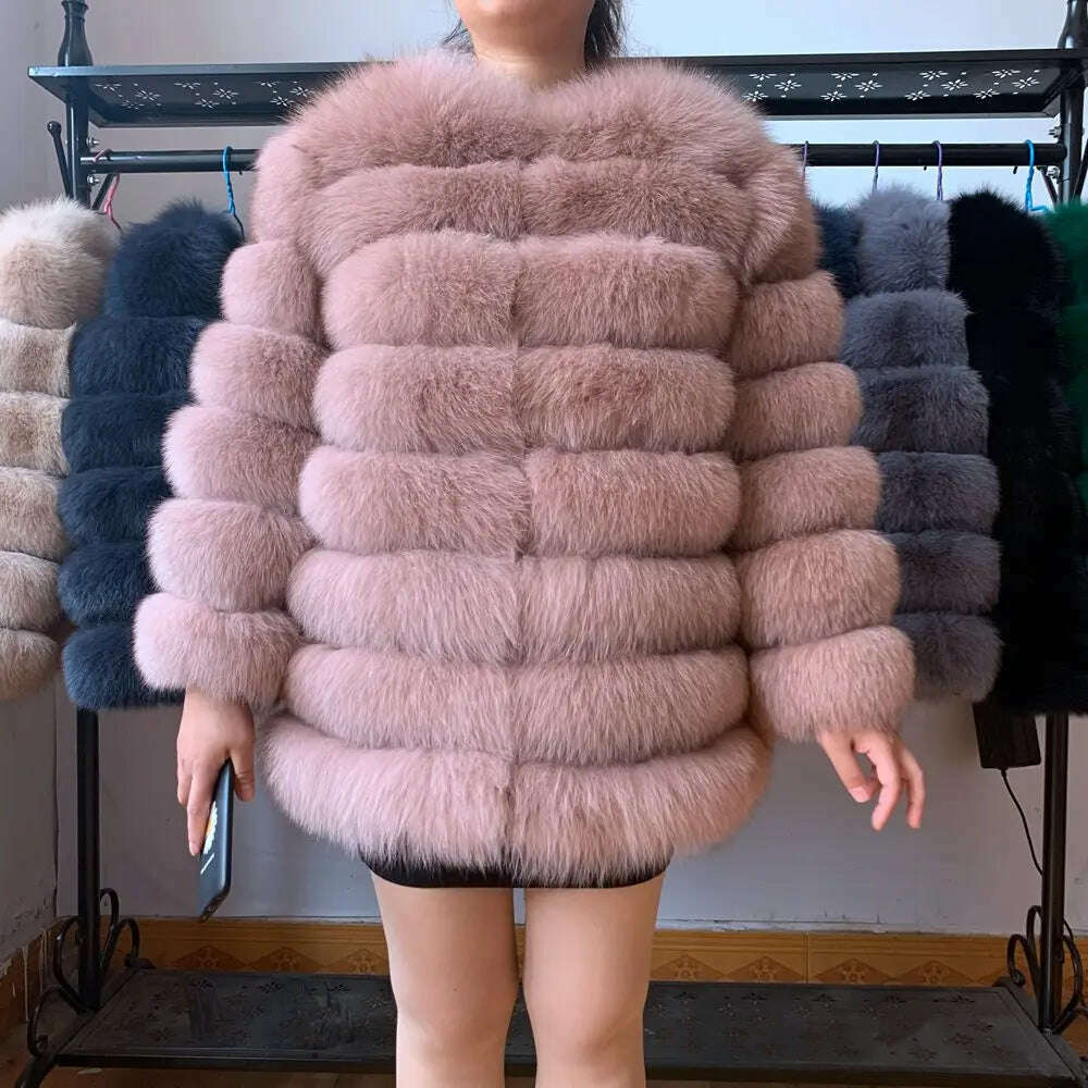 70CM 4in1 New Fast Shipping New Fashion Women Fashion Real Natural Fox Fur Long Coat Jacket for Winter Warm Over Coat - KIMLUD