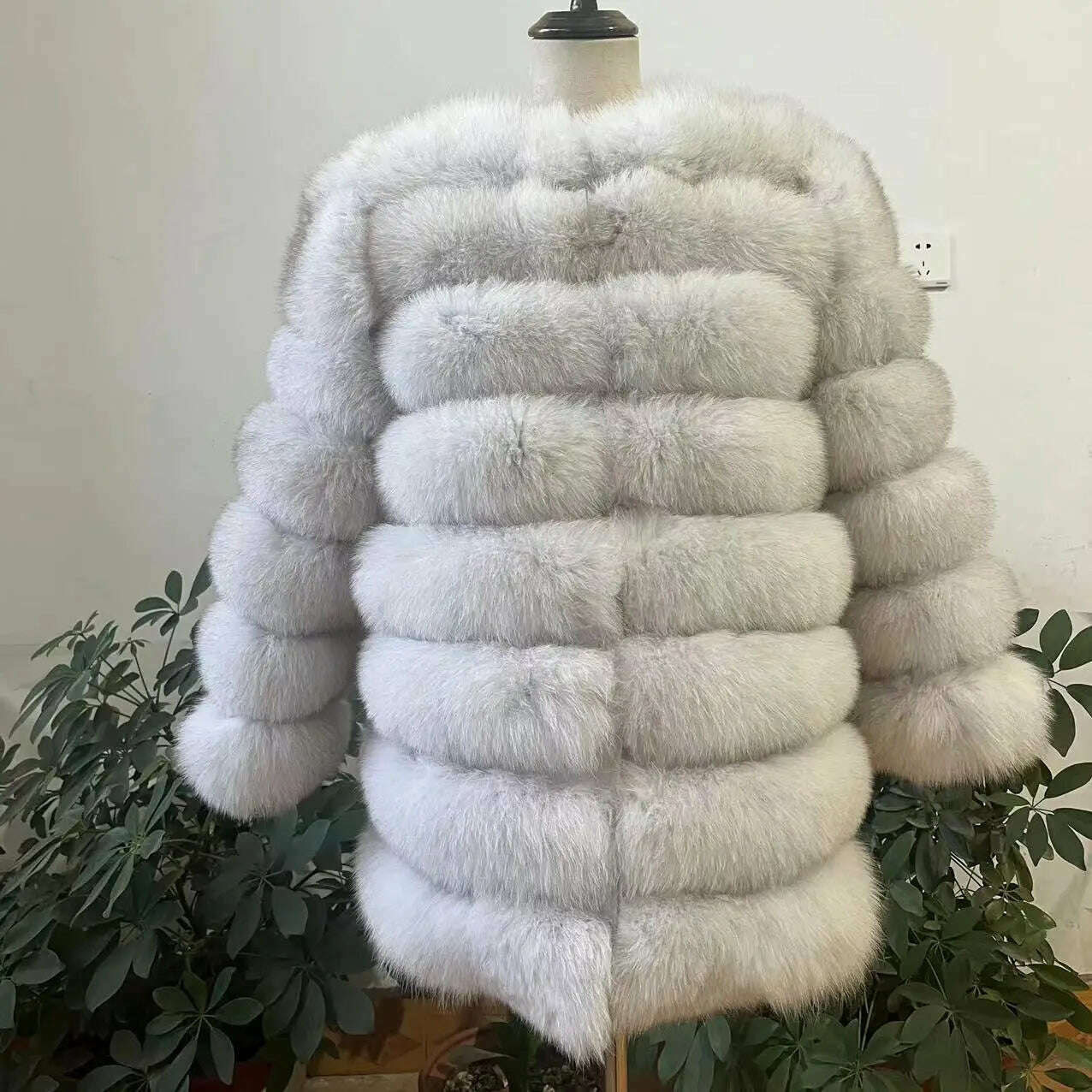 70CM 4in1 New Fast Shipping New Fashion Women Fashion Real Natural Fox Fur Long Coat Jacket for Winter Warm Over Coat - KIMLUD