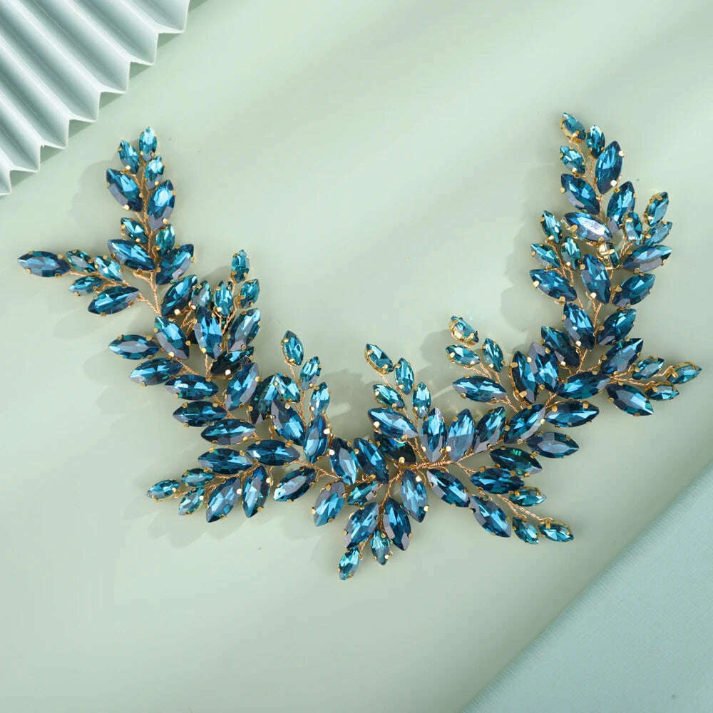9 Colors Handmade Wedding Bridal Rhinestones Headband Headpieces Prom Hair Jewelry Wedding Hair Accessories for Women - KIMLUD