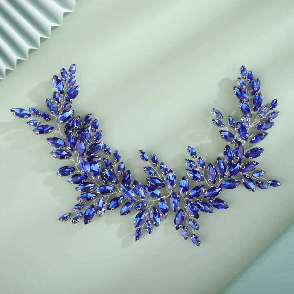 9 Colors Handmade Wedding Bridal Rhinestones Headband Headpieces Prom Hair Jewelry Wedding Hair Accessories for Women - KIMLUD