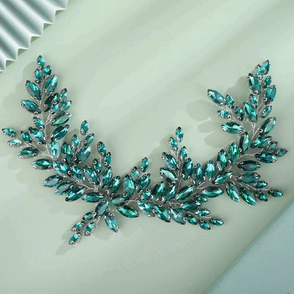 9 Colors Handmade Wedding Bridal Rhinestones Headband Headpieces Prom Hair Jewelry Wedding Hair Accessories for Women - KIMLUD
