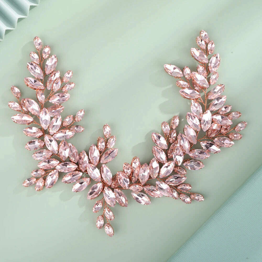 9 Colors Handmade Wedding Bridal Rhinestones Headband Headpieces Prom Hair Jewelry Wedding Hair Accessories for Women - KIMLUD