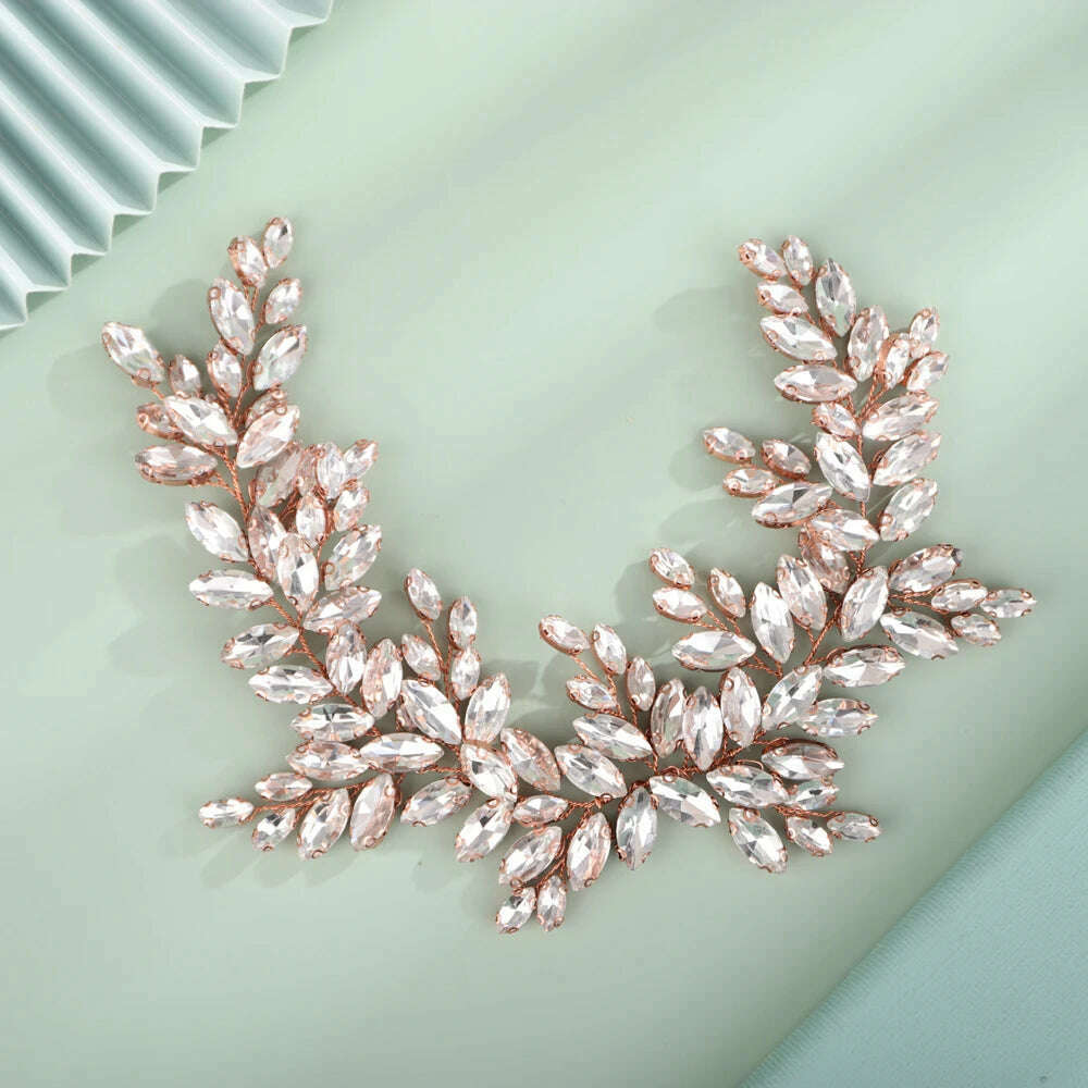 9 Colors Handmade Wedding Bridal Rhinestones Headband Headpieces Prom Hair Jewelry Wedding Hair Accessories for Women - KIMLUD
