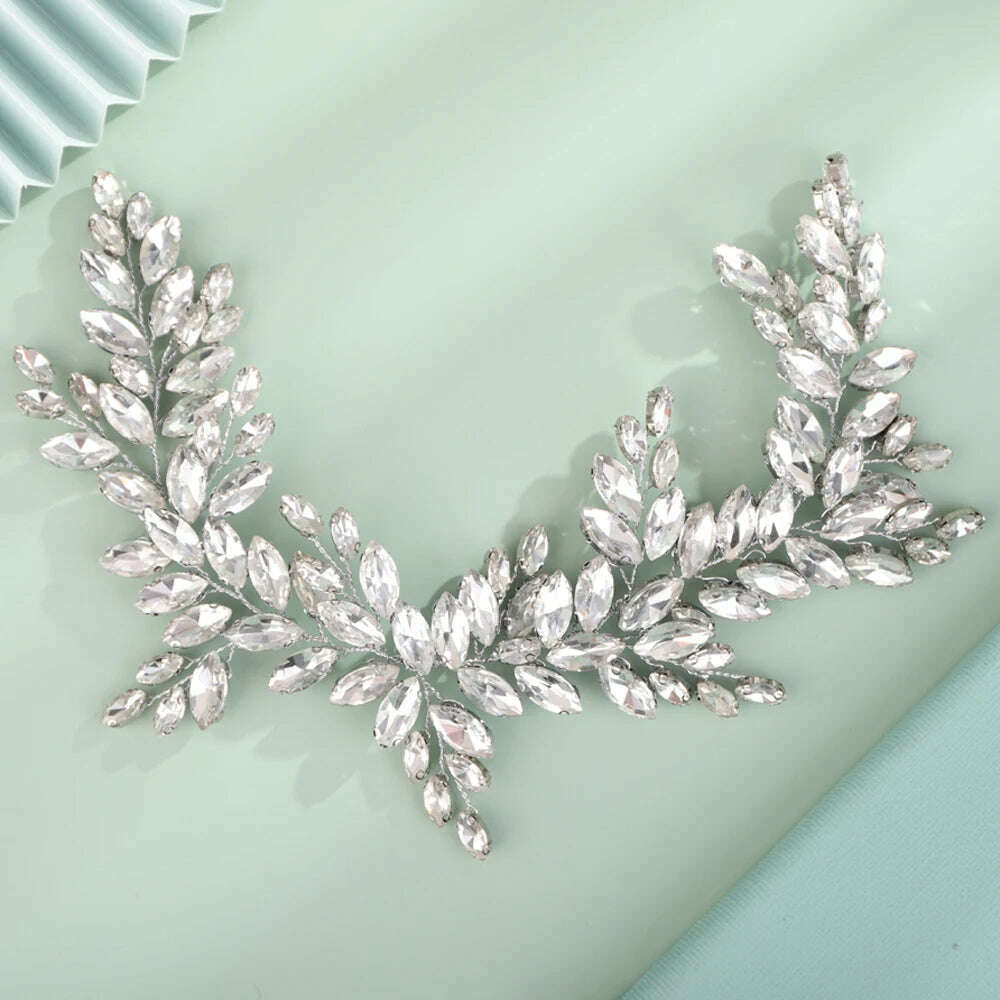 9 Colors Handmade Wedding Bridal Rhinestones Headband Headpieces Prom Hair Jewelry Wedding Hair Accessories for Women - KIMLUD