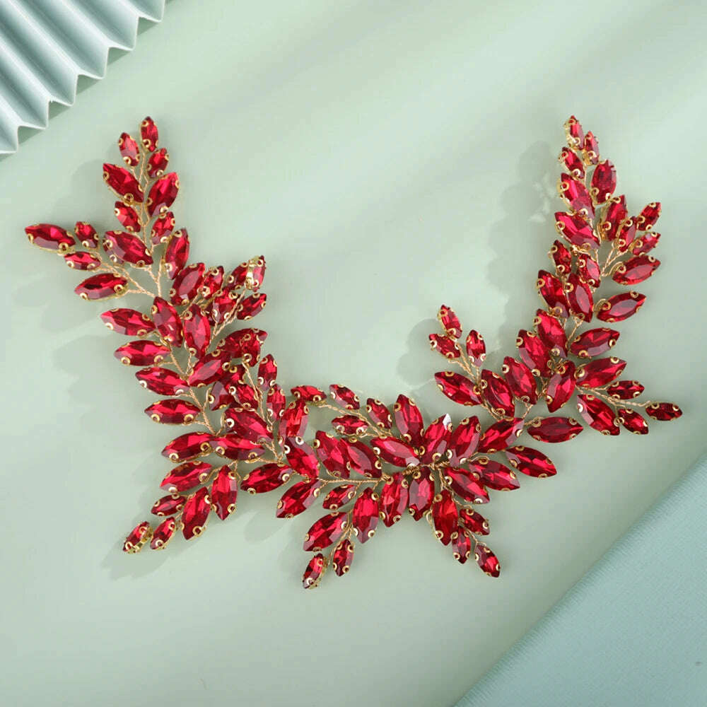 9 Colors Handmade Wedding Bridal Rhinestones Headband Headpieces Prom Hair Jewelry Wedding Hair Accessories for Women - KIMLUD
