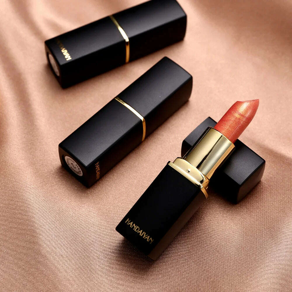 9 Colors Waterproof Nude Pink Glitter Lipstick Makeup Long Lasting Velve Red Mermaid Sexy Shimmer Shine Lipstick Cosmetic Beauty - KIMLUD