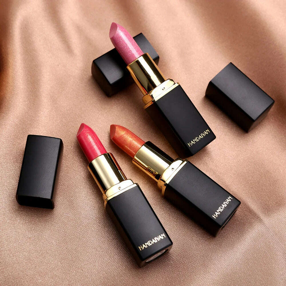 9 Colors Waterproof Nude Pink Glitter Lipstick Makeup Long Lasting Velve Red Mermaid Sexy Shimmer Shine Lipstick Cosmetic Beauty - KIMLUD