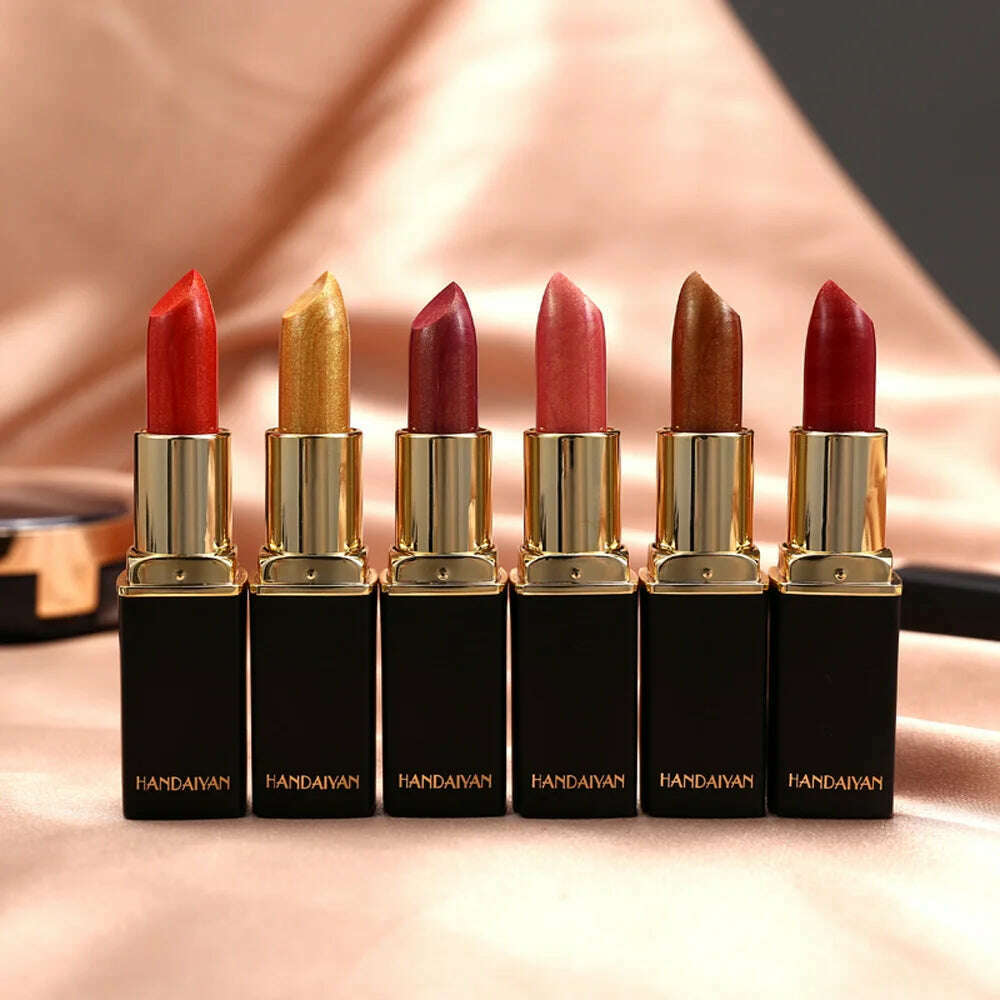 9 Colors Waterproof Nude Pink Glitter Lipstick Makeup Long Lasting Velve Red Mermaid Sexy Shimmer Shine Lipstick Cosmetic Beauty - KIMLUD
