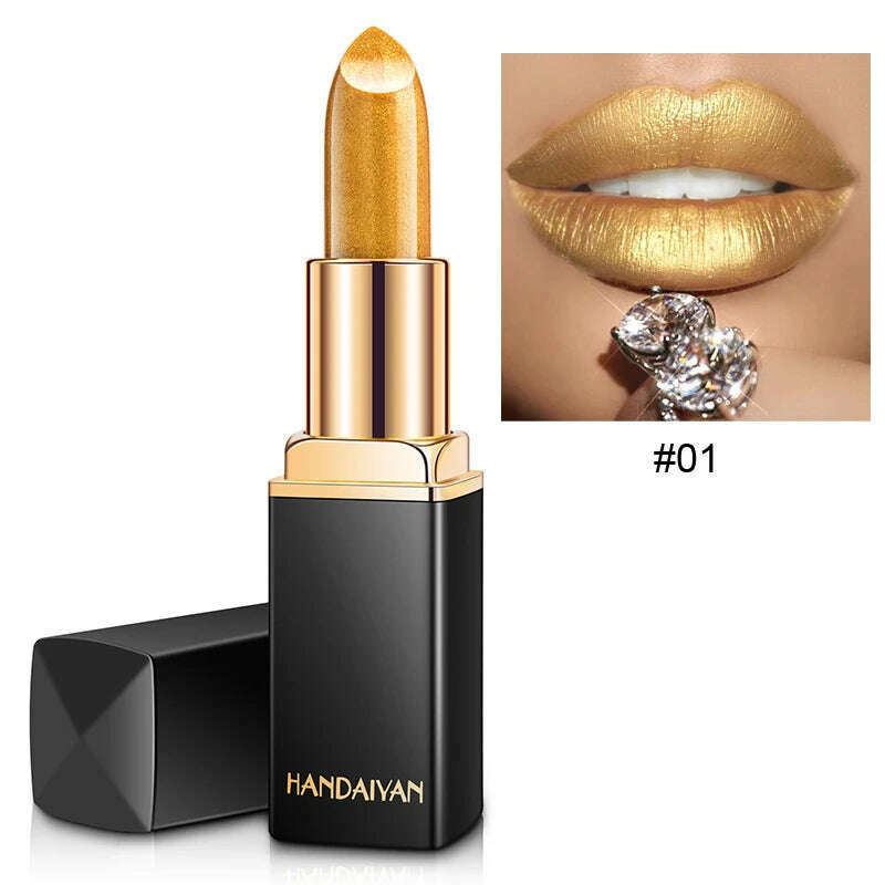 9 Colors Waterproof Nude Pink Glitter Lipstick Makeup Long Lasting Velve Red Mermaid Sexy Shimmer Shine Lipstick Cosmetic Beauty - KIMLUD