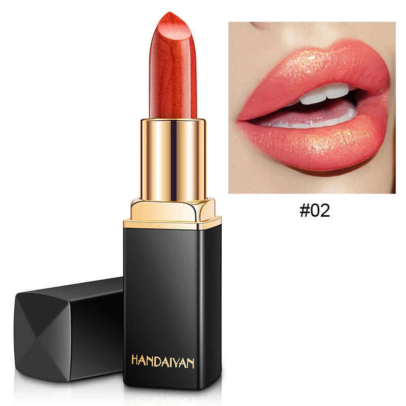 9 Colors Waterproof Nude Pink Glitter Lipstick Makeup Long Lasting Velve Red Mermaid Sexy Shimmer Shine Lipstick Cosmetic Beauty - KIMLUD
