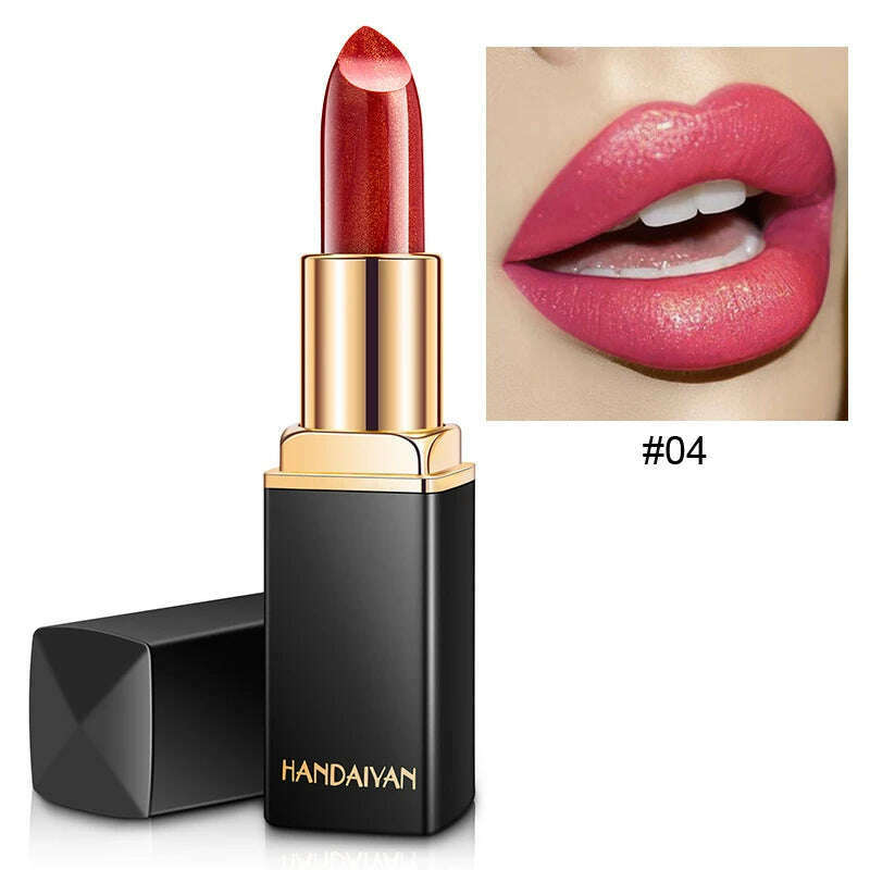 9 Colors Waterproof Nude Pink Glitter Lipstick Makeup Long Lasting Velve Red Mermaid Sexy Shimmer Shine Lipstick Cosmetic Beauty - KIMLUD