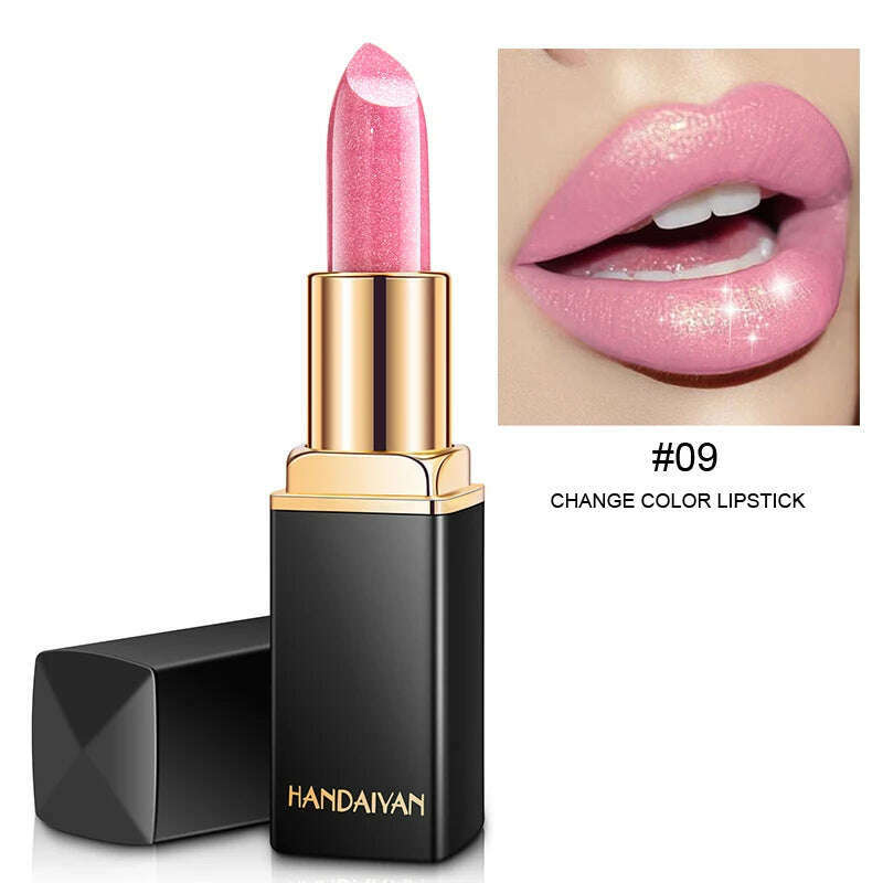 9 Colors Waterproof Nude Pink Glitter Lipstick Makeup Long Lasting Velve Red Mermaid Sexy Shimmer Shine Lipstick Cosmetic Beauty - KIMLUD