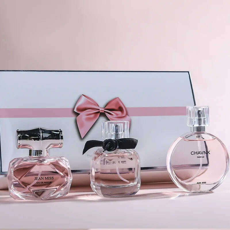 KIMLUD, 90ML(30mlx3PCS) Eau De Parfum Gift Box Feminino Spray Fresh Light Scent Floral Fruity Chypre Notes LongLasting Women Perfume Set, KIMLUD Womens Clothes
