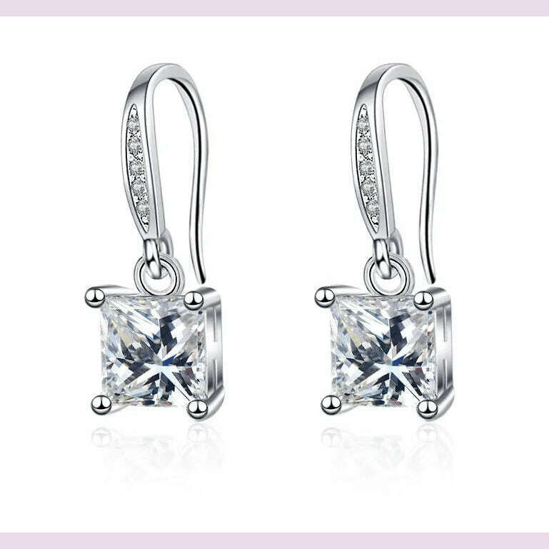 KIMLUD, 925 Sterling Silver Jewelry Women Fashion Cute Tiny Clear Crystal CZ Stud Earrings Gift for Girls Teens Lady Gift, EHH018, KIMLUD APPAREL - Womens Clothes
