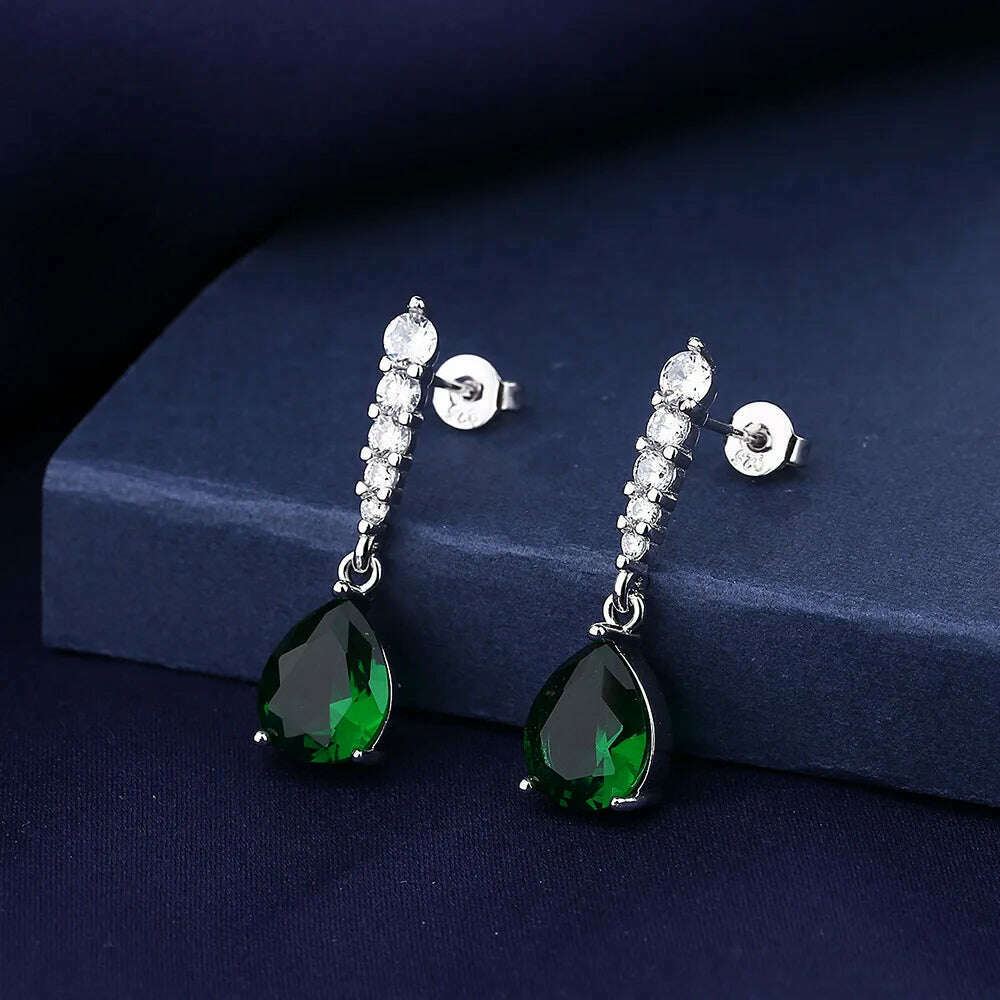KIMLUD, 925 Sterling Silver Jewelry Women Fashion Cute Tiny Clear Crystal CZ Stud Earrings Gift for Girls Teens Lady Gift, ED205-green, KIMLUD APPAREL - Womens Clothes
