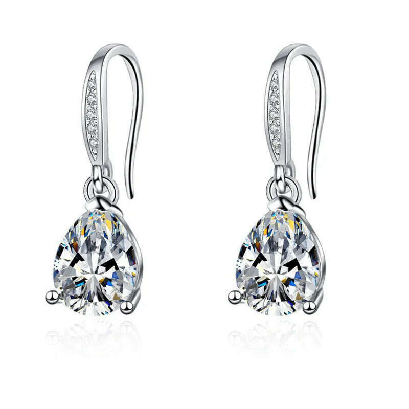 KIMLUD, 925 Sterling Silver Jewelry Women Fashion Cute Tiny Clear Crystal CZ Stud Earrings Gift for Girls Teens Lady Gift, EHH015, KIMLUD APPAREL - Womens Clothes