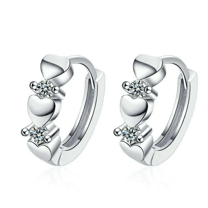 KIMLUD, 925 Sterling Silver Jewelry Women Fashion Cute Tiny Clear Crystal CZ Stud Earrings Gift for Girls Teens Lady Gift, EHH038, KIMLUD APPAREL - Womens Clothes