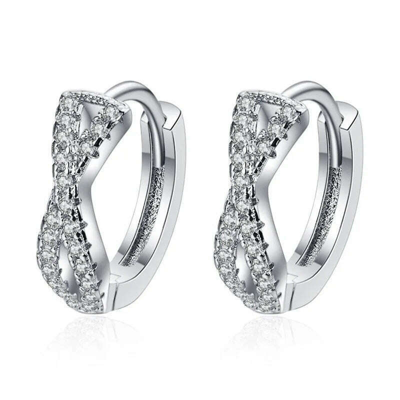 KIMLUD, 925 Sterling Silver Jewelry Women Fashion Cute Tiny Clear Crystal CZ Stud Earrings Gift for Girls Teens Lady Gift, EHH019, KIMLUD APPAREL - Womens Clothes