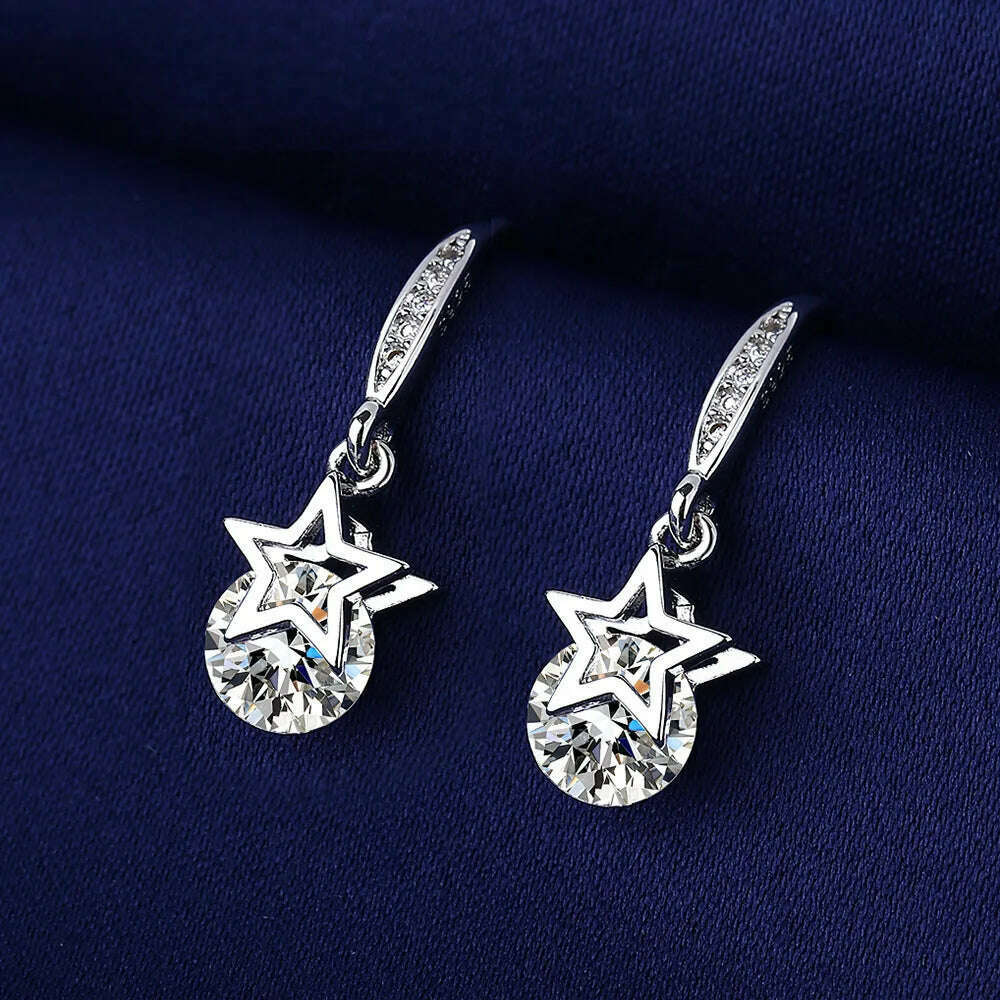 KIMLUD, 925 Sterling Silver Jewelry Women Fashion Cute Tiny Clear Crystal CZ Stud Earrings Gift for Girls Teens Lady Gift, EHH123, KIMLUD APPAREL - Womens Clothes