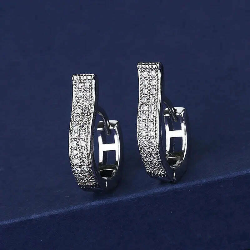 KIMLUD, 925 Sterling Silver Jewelry Women Fashion Cute Tiny Clear Crystal CZ Stud Earrings Gift for Girls Teens Lady Gift, EHH094, KIMLUD APPAREL - Womens Clothes