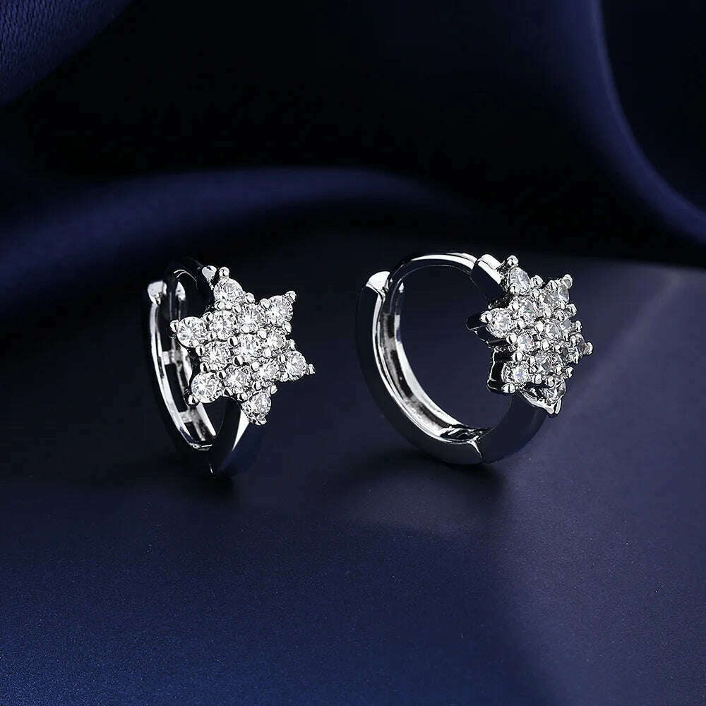 KIMLUD, 925 Sterling Silver Jewelry Women Fashion Cute Tiny Clear Crystal CZ Stud Earrings Gift for Girls Teens Lady Gift, EHH139, KIMLUD APPAREL - Womens Clothes