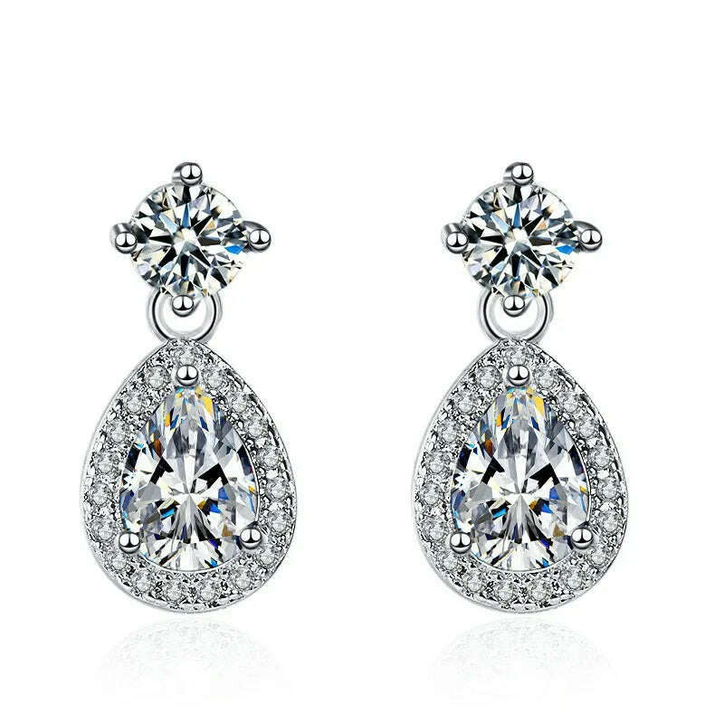KIMLUD, 925 Sterling Silver Jewelry Women Fashion Cute Tiny Clear Crystal CZ Stud Earrings Gift for Girls Teens Lady Gift, ED158-white, KIMLUD APPAREL - Womens Clothes