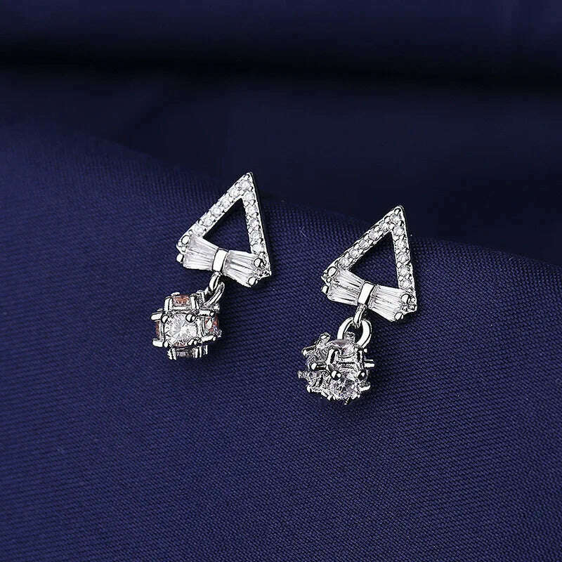 KIMLUD, 925 Sterling Silver Jewelry Women Fashion Cute Tiny Clear Crystal CZ Stud Earrings Gift for Girls Teens Lady Gift, ED141, KIMLUD APPAREL - Womens Clothes