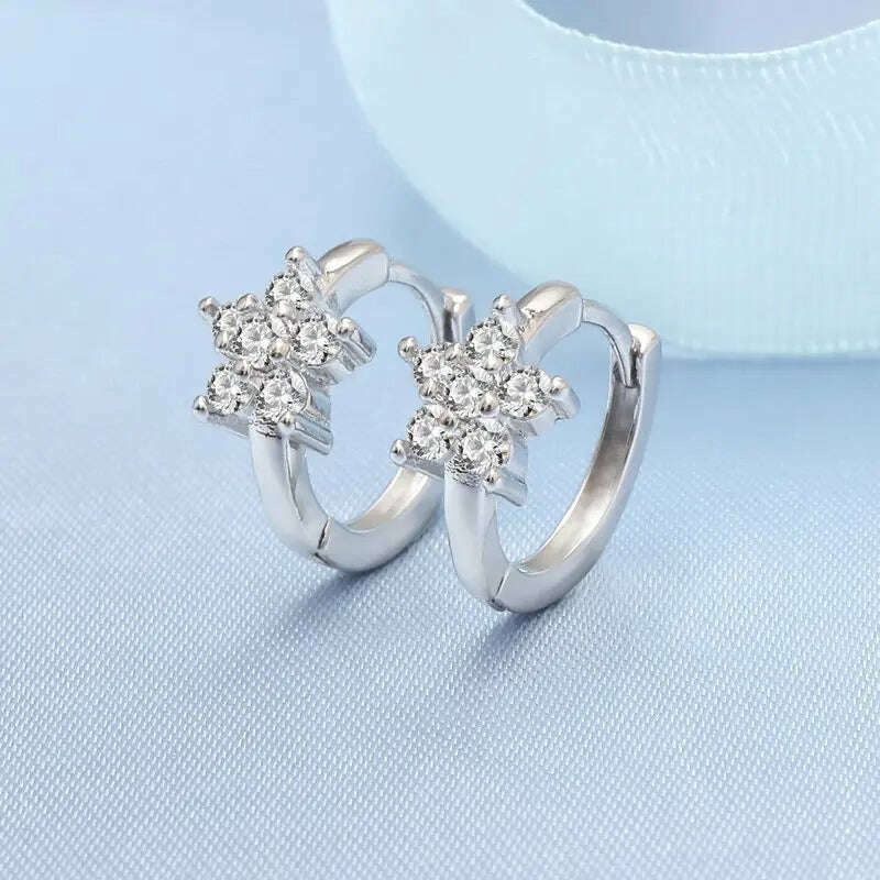 KIMLUD, 925 Sterling Silver Jewelry Women Fashion Cute Tiny Clear Crystal CZ Stud Earrings Gift for Girls Teens Lady Gift, EHH003, KIMLUD APPAREL - Womens Clothes
