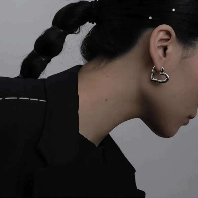 925 Sterling Silver Vintage Heart Earrings For Women Trendy Earring Jewelry Prevent Allergy Party Accessories G - KIMLUD