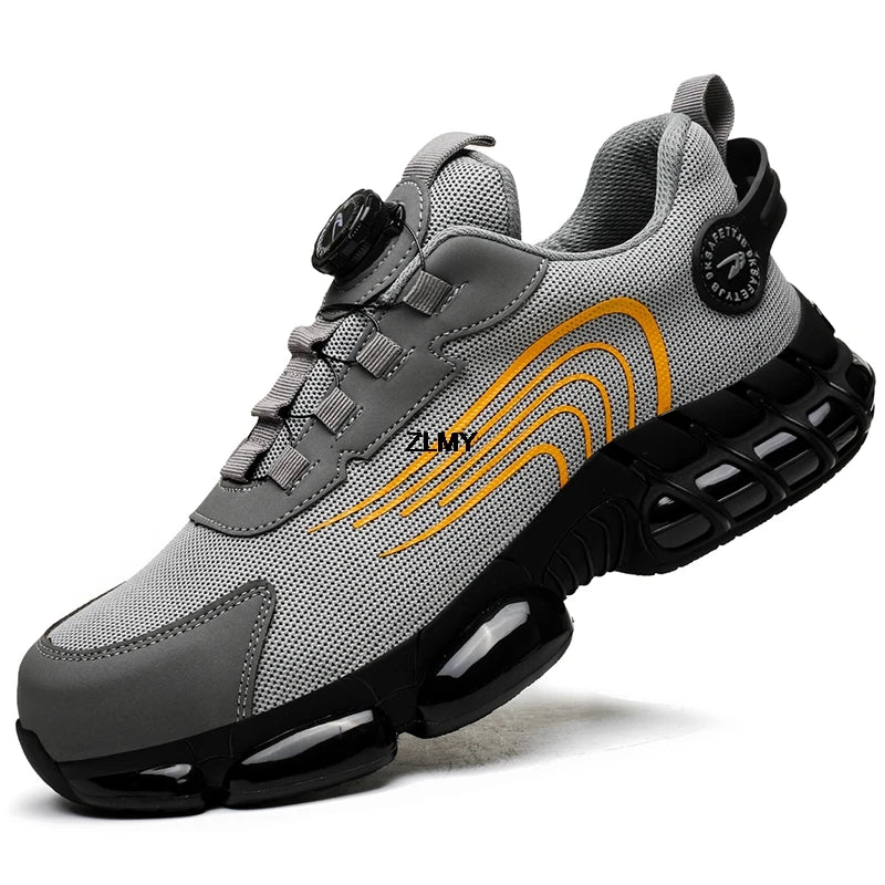 KIMLUD, Rotary Button Safety Shoes Men Steel Toe Sneakers Puncture Proof Work Safety Boots Air Cushion Sport Work Shoes Anti-smash Boots, 262-grey / 43, KIMLUD APPAREL - Womens Clothes