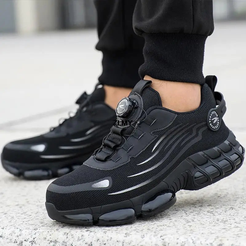 KIMLUD, Rotary Button Safety Shoes Men Steel Toe Sneakers Puncture Proof Work Safety Boots Air Cushion Sport Work Shoes Anti-smash Boots, KIMLUD Womens Clothes