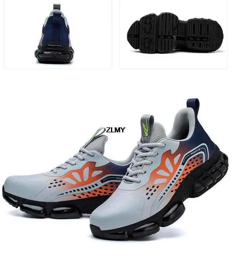 KIMLUD, Rotary Button Safety Shoes Men Steel Toe Sneakers Puncture Proof Work Safety Boots Air Cushion Sport Work Shoes Anti-smash Boots, KIMLUD Womens Clothes