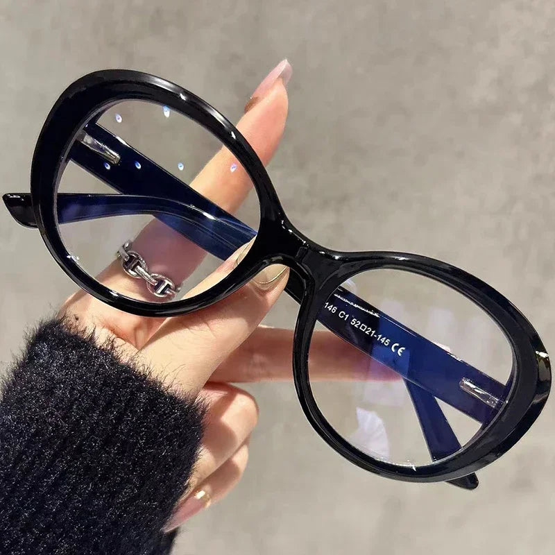 CLLOIO New Fashion Oval Transparent Frame For Women Anti Blue Light Reading Glasses Myopia Customizable Prescription Eyeglasses