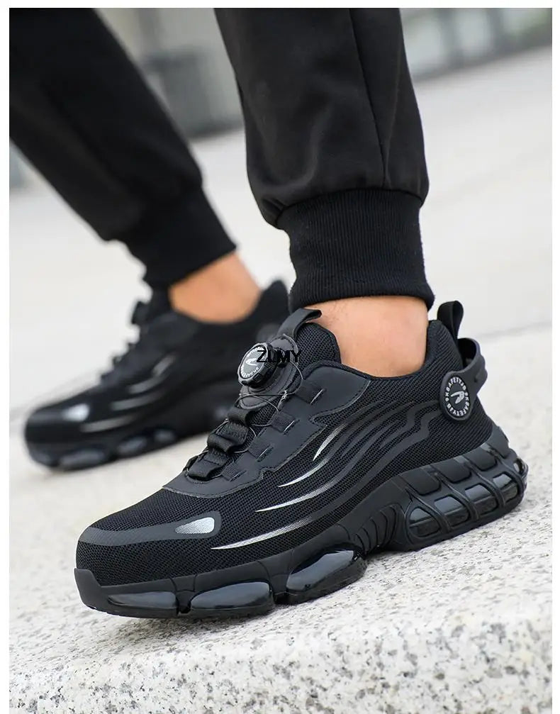 KIMLUD, Rotary Button Safety Shoes Men Steel Toe Sneakers Puncture Proof Work Safety Boots Air Cushion Sport Work Shoes Anti-smash Boots, KIMLUD Womens Clothes
