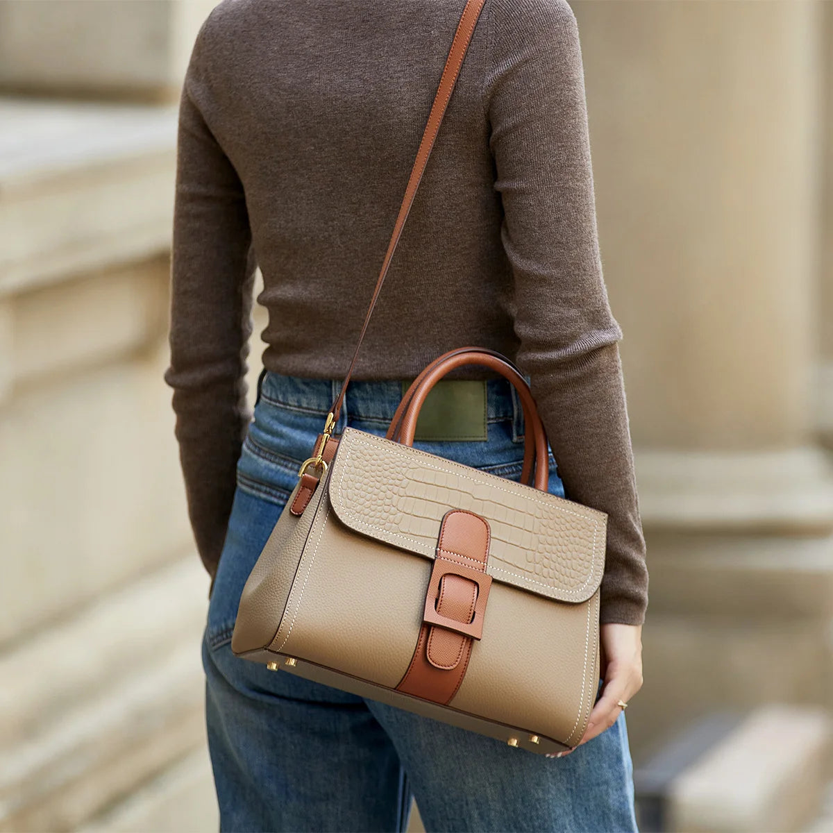 KIMLUD, ZOOLER 100% Genuine Leather Women's Handbags Cover Lock Shoulder Messenger Bags Super Soft Skin Ladies Purses Winter#YC356, APRICOT / CHINA, KIMLUD Womens Clothes