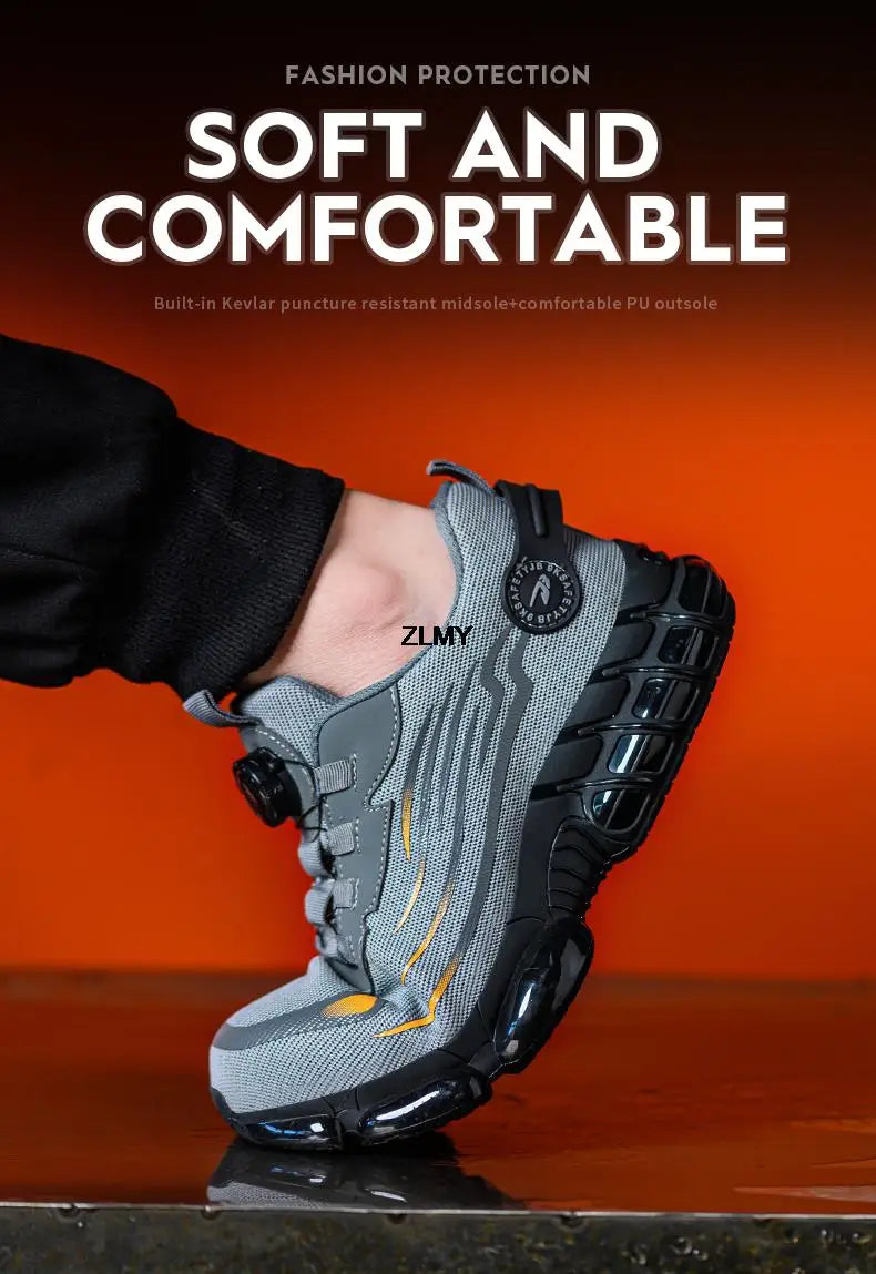 KIMLUD, Rotary Button Safety Shoes Men Steel Toe Sneakers Puncture Proof Work Safety Boots Air Cushion Sport Work Shoes Anti-smash Boots, KIMLUD Womens Clothes
