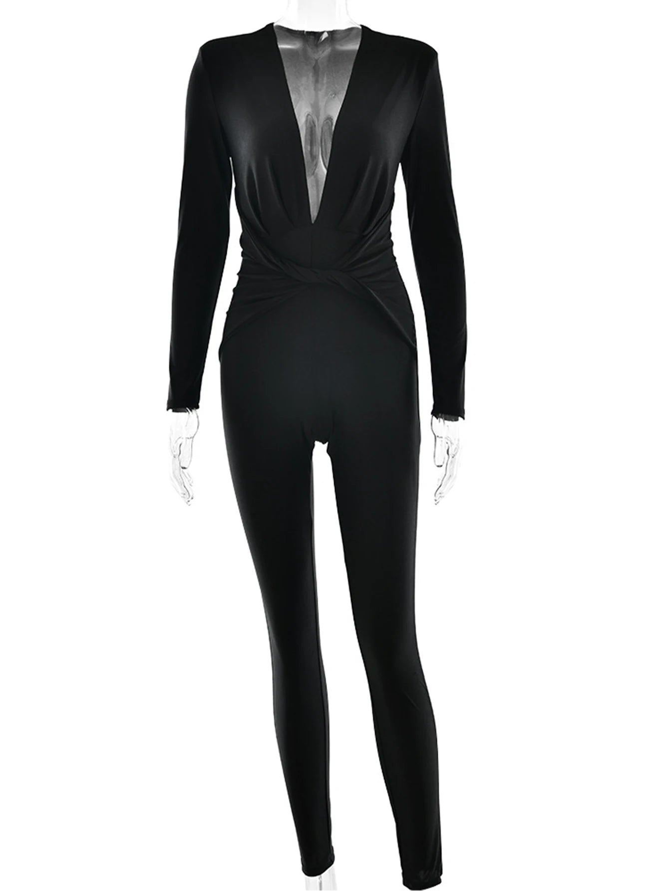 Sexy black satin bodycon jumpsuit women pants summer one pieces romper jumpsuit woman elegant long sleeve jumpsuits club outfits