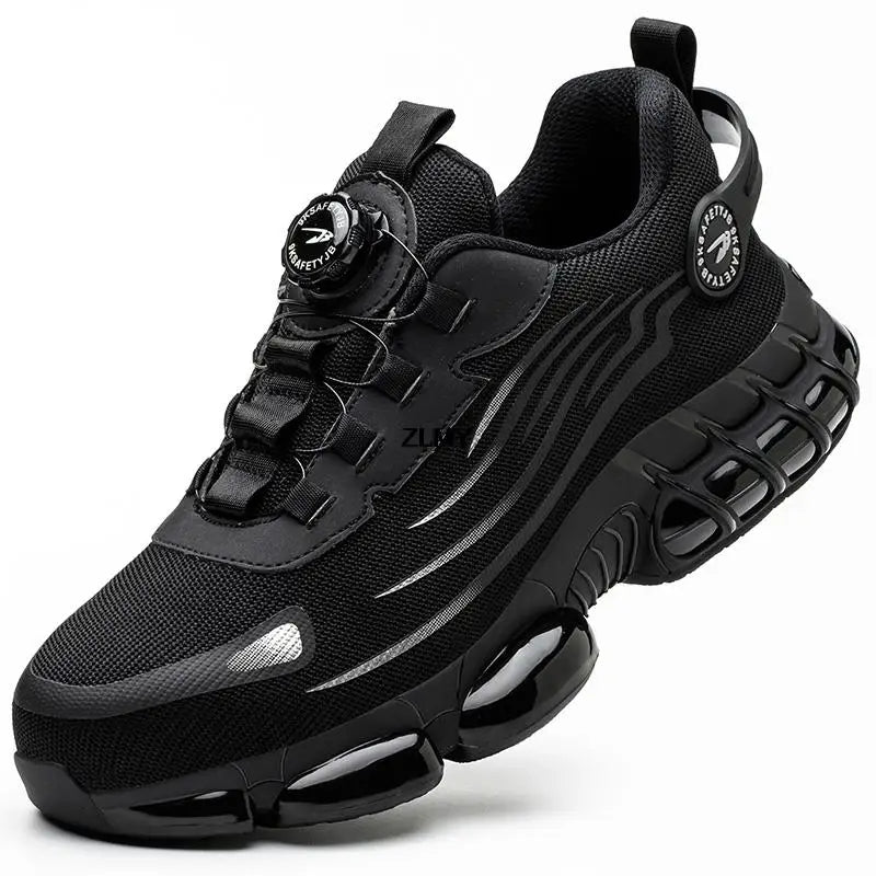 KIMLUD, Rotary Button Safety Shoes Men Steel Toe Sneakers Puncture Proof Work Safety Boots Air Cushion Sport Work Shoes Anti-smash Boots, black / 40, KIMLUD APPAREL - Womens Clothes
