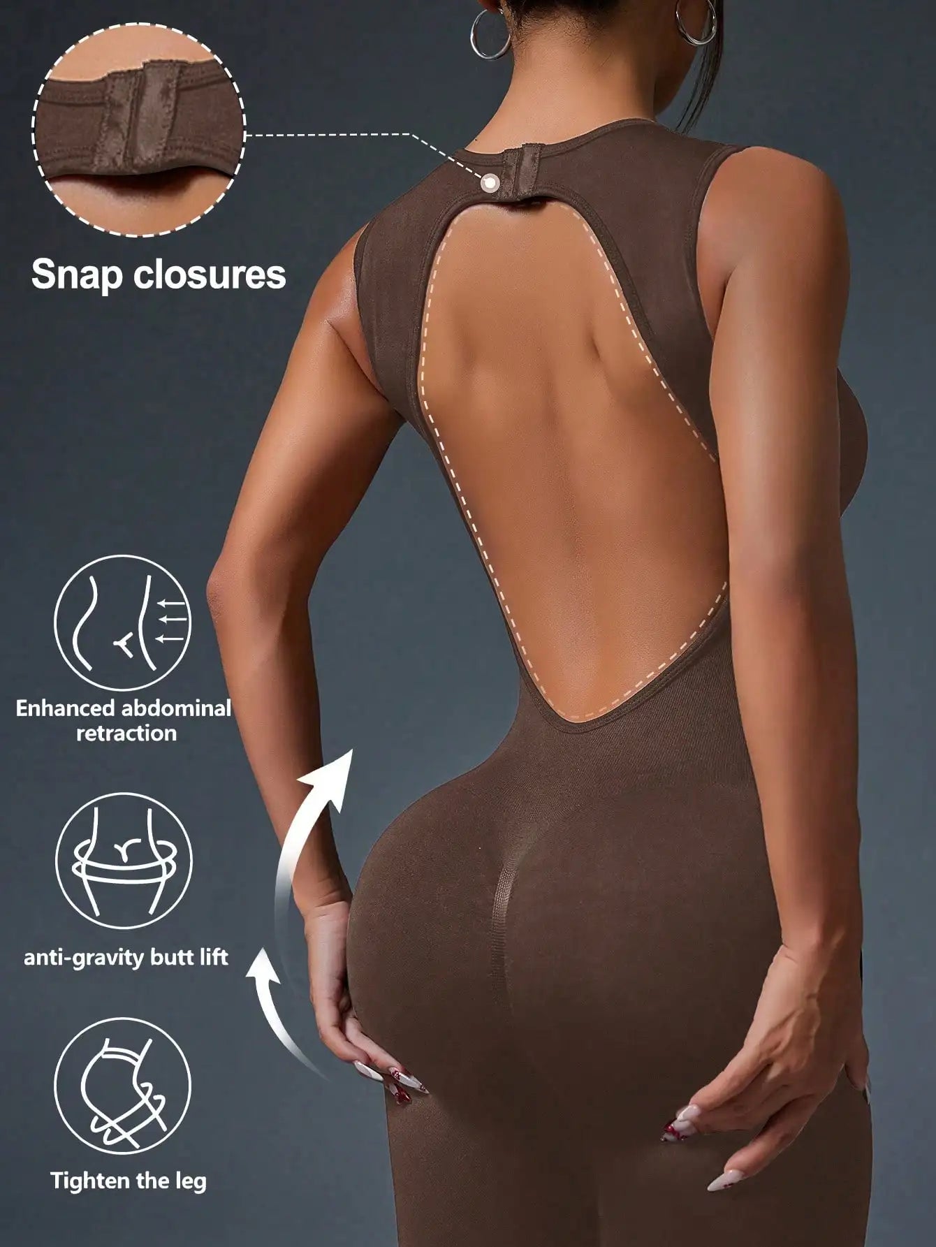 Tight Crewneck Sleeveless Jumpsuit, Zipper Closure Sports Yoga Slim Fit Long Seamless Jumpsuit, Women's Tracksuit
