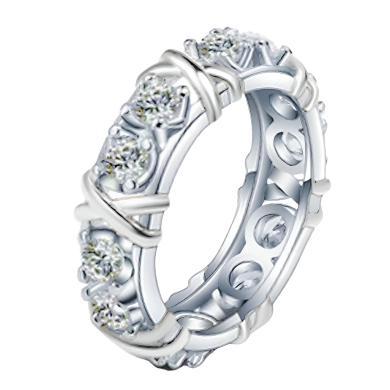 KIMLUD, Luxury 925 Sterling Silver Ring Interlaced With Aaa Zircon Crystal Ring For A Woman'S Engagement Jewelry Gift 2 Color Choices, Platinum Plated / WHITE / 12, KIMLUD APPAREL - Womens Clothes