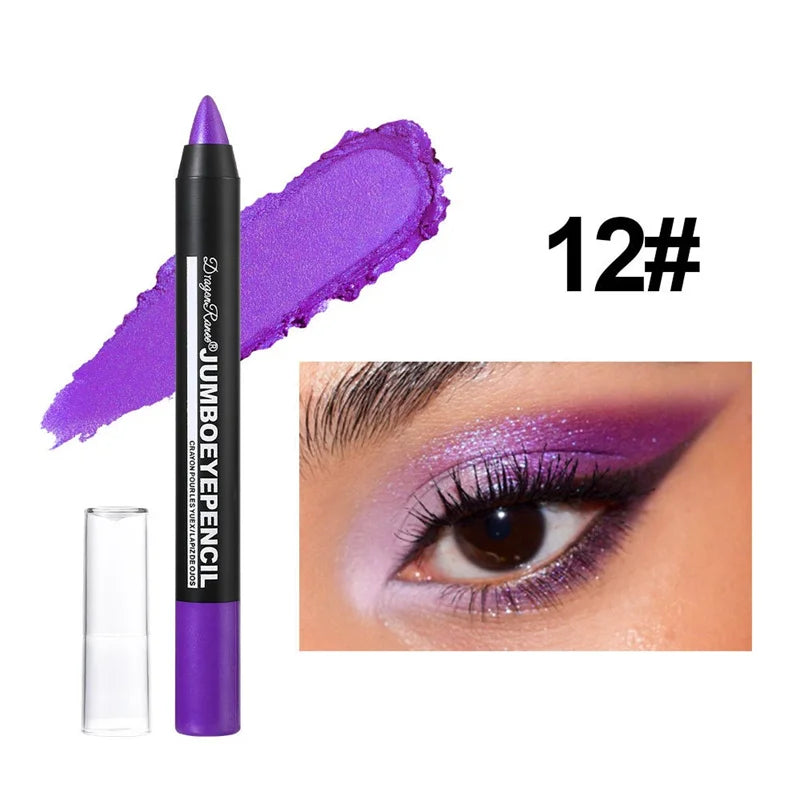 12 Colors Long-lasting Eyeshadow Pencil Waterproof Pigment Blue Purple Black Eye Shadow Stick Women Fashion Colorful Eye Makeup