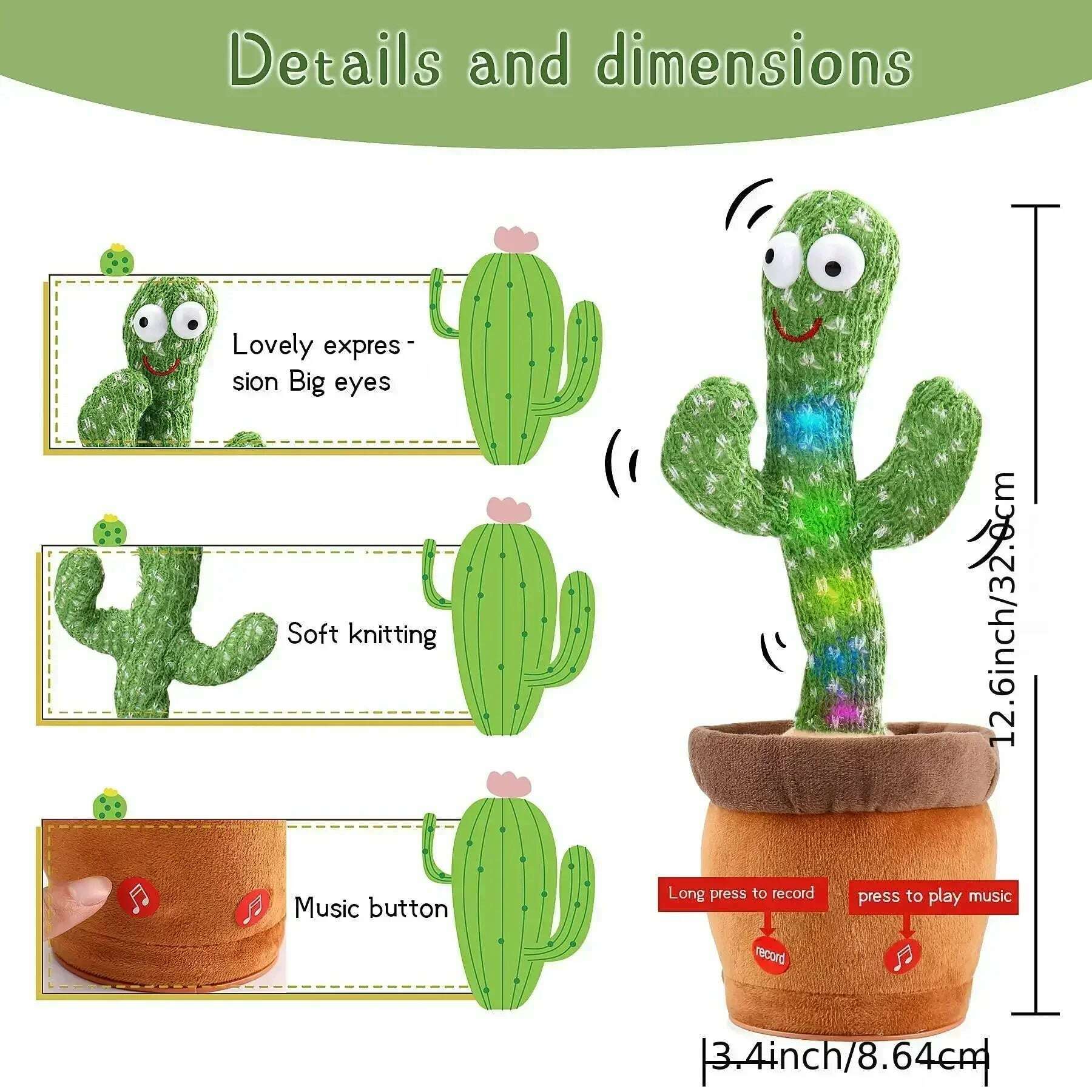 KIMLUD, A Talking Cactus Toy That Can Be Charged, Recorded, and Repeated. Suitable for Spanish, English, and Arabic Voice Changer, KIMLUD Womens Clothes